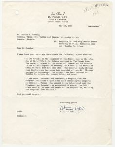 Tubman Home management and sale correspondence