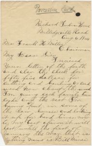 J.W. Odom to Mrs. Frank H. Milleo