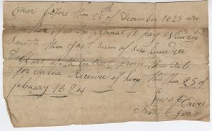 Promissory Note, Jackson County, Lewis Eaves to Nimrod Smith