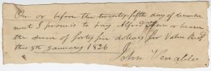 Promissory Note, [Jackson County], John Venable to  Alfred Few