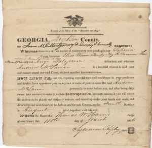 Trover, Jackson County, Elisha Winn et al. Admin. of James Cochran vs. Ange Delapierre over ownership of enslaved woman Cecly and children