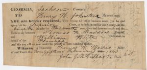 Subpoena for Henry H. Johnstone, Jackson County, Thomas W. Maddox v. William White