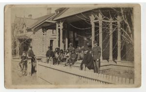 1st Lt Solon Massey (studio F.I. Monsen). Soldiers, civilians & Native Americans, "Capt. Bakers qtrs. Fort Douglas, Utah"