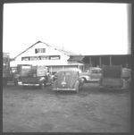 Loading feeder pigs. Livestock trailer truck. Livestock Association Auction.