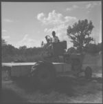 Cotton sample saw and truck from Allis-Chalmers self-propelled grain combine.