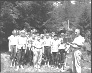 County Agent teaching soil conservation to 4-H members, Camp Washega