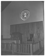 Interior of rural church, and a cottage at Rock Eagle