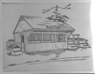 Pictures from sketch, Curb Market Booth. Pictures sketched by Miss Monica Wright