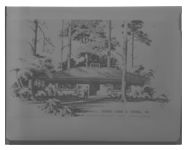 Floor plan and architect's drawing of building