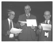 Cotton Award Meeting. (L to R) C. R. Josey, 3rd Prize; D. N. Copeland, 2nd Prize; and W. B. Francis, 1st Prize winner