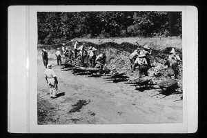 Roswell Crabapple Road. Drought relief workers