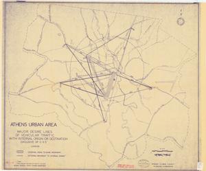 Athens urban area, major desire lines of vehicular traffic with internal origin or destination exclusive of CBD