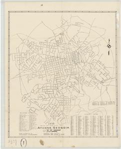 1956 map of the city of Athens, Georgia