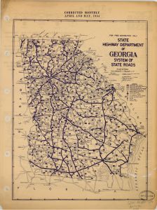 State Highway Department of Georgia, system of state roads, corrected monthly, April and May 1934