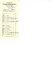 Yeas and Nays card for a vote taken in the Committee on Armed Services executive meeting, May 30, 1951