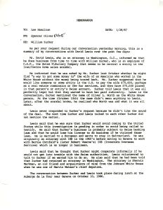 Memorandum from Spencer Oliver Regarding William Zucker