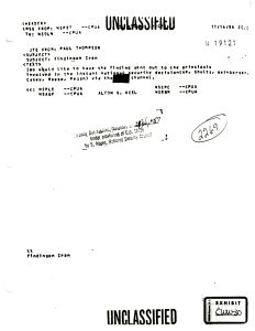 Exhibit CWW-30: Secure Communication from Paul Thompson, Covert Action Finding On Iran