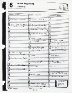 Exhibit EM-8: Calendar Pages, January 6, 1986, For Edwin Meese and D. Lowell Jensen
