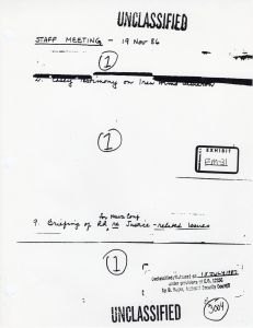 Exhibit EM-31: Handwritten Notes from Staff Meeting, 19 Nov '86