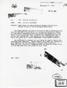 Exhibit EA-44: Letters Between Morton Abromowitz and Elliott Abrams, Miami Herald Story On Support from Private Donors For The Nicaraguan Resistance