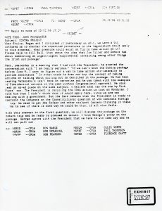 Exhibit DTR-27: PROF Note from John Poindexter Concerning a Discussion of the Contra Project on Air Force One with George Shultz and Donald T. Regan