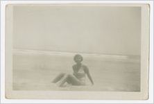 Photograph of Alice Whitehead in the ocean at Daytona Beach, Florida, 1952