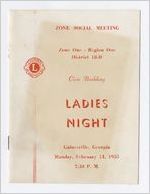 Program for Lions Club Ladies Night, Gainesville, Georgia, 1955 February 14