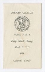 Invitation for Buzzie Bennett to the Brenau College House Party, Gainesville, Georgia, 1955 March 11-13
