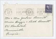 Invitation for Buzzie Bennett to attend a recital by Janet Jewell, Gainesville, Georgia, 1955 April 10