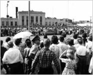 Crowd came to hear vice president Lyndon B. Johnson speak
