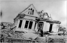 Photograph of tornado destruction, 1936 April