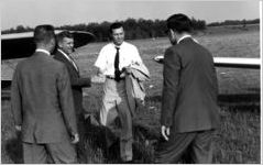 Senator Carl Sanders arrives at Gainesville Airport
