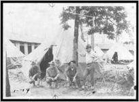 Photograph of Courtney Hodges and infantry encampment, Waco, Georgia