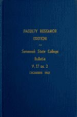 Faculty Research Edition of The Savannah State College Bulletin