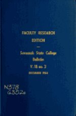 Faculty Research Edition of The Savannah State College Bulletin