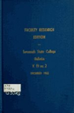 Faculty Research Edition of The Savannah State College Bulletin