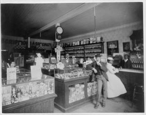 [Interior view of "Dr. McDougald's Drug Store"]