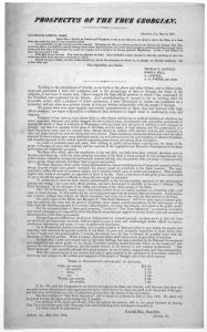 Prospectus of the true Georgian [letter to Governor Samuel Bard dated Atlanta Ga. May 12, 1870 from Thomas P. Saffold, Joshua Hill, A. Austell and others and his answer dated Atlanta Ga. May 25th, 1870].