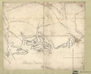 [Pencil sketch of the Atlantic Coast from Charleston, South Carolina, to Savannah, Georgia].