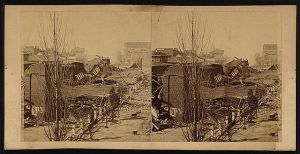 View along the rebel line just east of the Western & Atlantic R.R., Potter's house in the middle ground, Atlanta, Ga., Nov. 1864