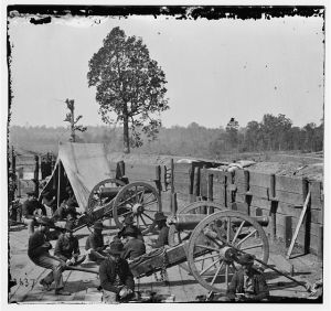 Discovery of a rebel battery & camp on Vernon River, Ga., by the U.S. gun boats "Ottowa," "Seneca," "Pembina," & "Mary Andrew," under command of Capt. Rogers of the "Wabash" - Position of U.S. gun boats at the time of rebel battery opening fire - Dec. 11, 1861