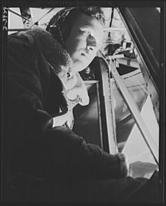 Fort Benning. Air corps pilots in training. An eaglet tries his wings. When this student has completed his training course at Fort Benning, Georgia, the Army will have another good man who knows what it is all about