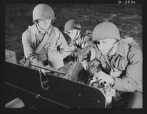 Fort Benning. Anti-tank gun crews. Crew of a 37mm anti-tank gun in training at Fort Benning, Georgia handles their pieces like oldtimers