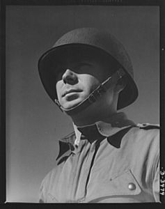 Fort Benning. Parachute troops. Uncle Sam picks a high type of man for a parachute infantryman. This student paratrooper at Fort Benning, Georgia has just completed a descent of which any oldtimer would be proud