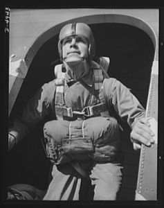 Fort Benning paratroopers. Among the Army's best utility men are the paratroopers. The soldier of the skies, all set to bail out above Fort Benning, Georgia, leaps into quick effective action as soon as he reaches his objective