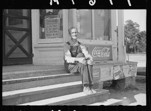 [Untitled photo, possibly related to: Farmer outside the cooperative store. Irwinville, Georgia]