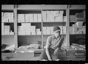 Farm boy in the cooperative store at Irwinville Farms, Georgia