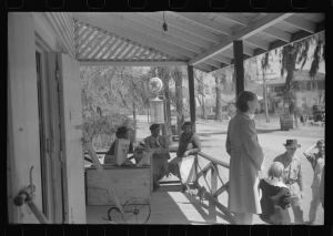 On the porch of a general store in Hinesville, Georgia