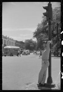 [Untitled photo, possibly related to: Soldier from Fort Benning on a street in Columbus, Georgia]