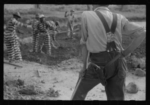 [Untitled photo, possibly related to: Convicts and guard, Oglethorpe County, Georgia]